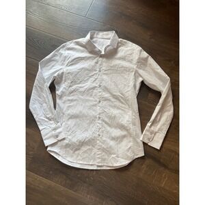 JB Holt Tailored Fit Button Down Shirt Men's Size Medium White Pinstripe Coolmax